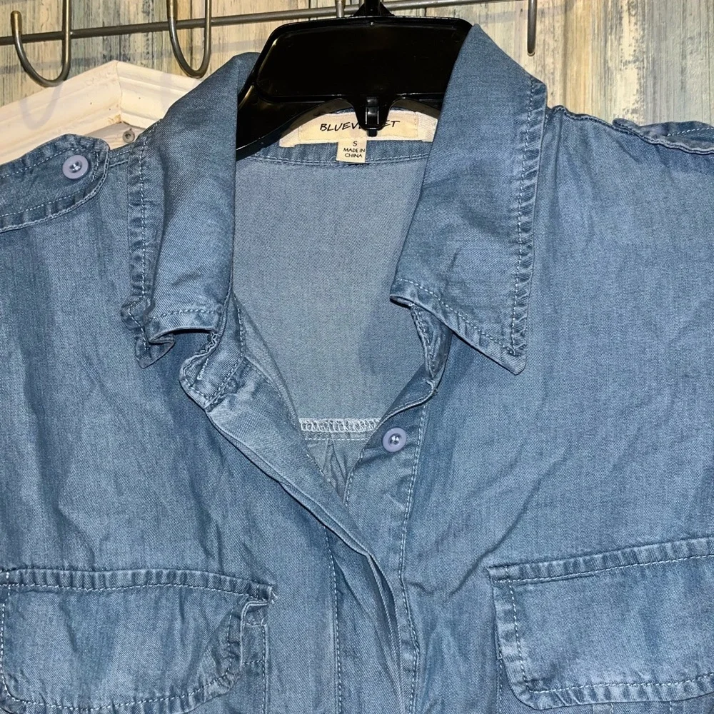 BlueVelvet Denim Button-Up Romper Small - Picture 3 of 10